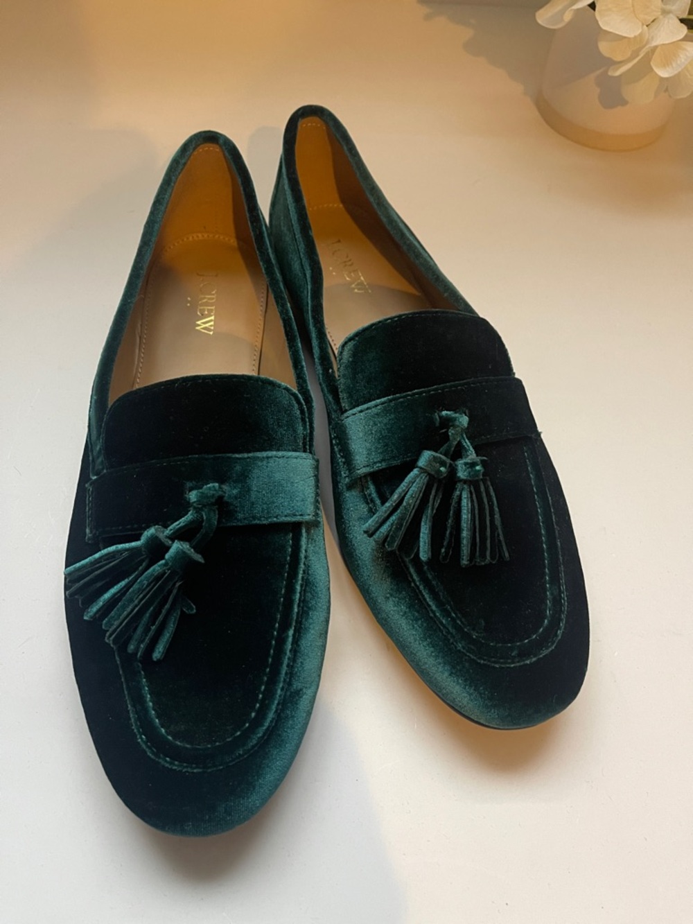 J. Crew Factory Velvet Tassel Low-Heeled Loafers - Picture 3 of 6